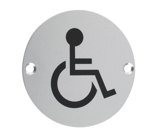 Zoo Hardware Zsa Door Sign - Disabled Facilities Symbol, Satin Aluminium