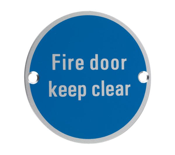 Zoo Hardware Zsa Door Sign - Fire Door Keep Clear, Satin Aluminium