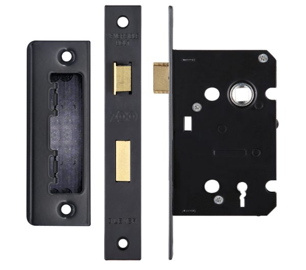 Zoo Hardware 3 Lever Contract Sash Lock (64Mm Or 76Mm), Powder Coated Black