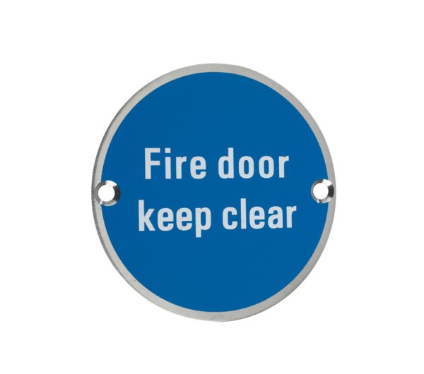 Zoo Hardware Zss Door Sign - Fire Door Keep Clear, Satin Stainless Steel