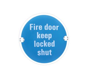 Zoo Hardware Zss Door Sign - Fire Door Keep Locked Shut, Polished Stainless Steel