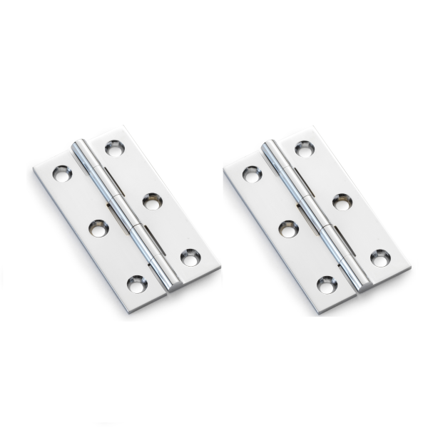 Alexander And Wilks Solid Drawn Cabinet Brass Butt Hinge 2 1/2"(64mm) Polished Chrome AW064-CH-PC Pair