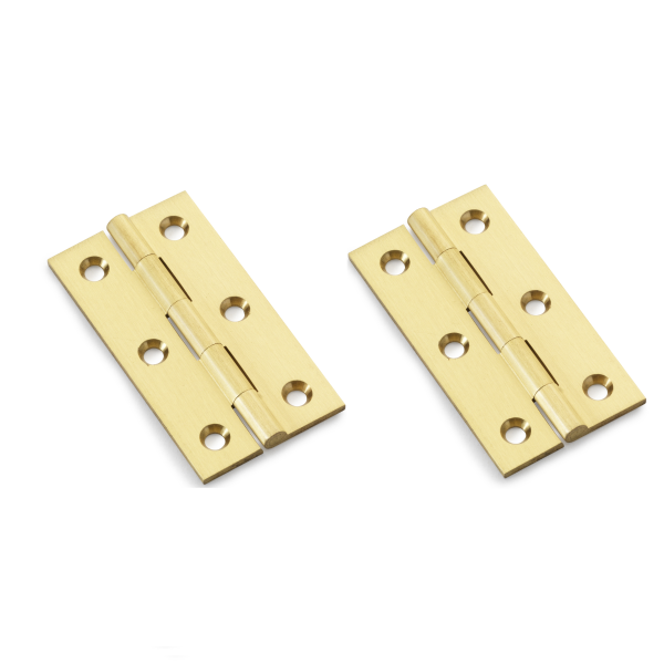 Alexander And Wilks Solid Drawn Cabinet Brass Butt Hinge 2 1/2"(64mm) Satin Brass AW064-CH-SB Pair