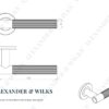 Alexander And Wilks Spitfire Door Handle Reeded On Round Rose Antique Brass AW222AB