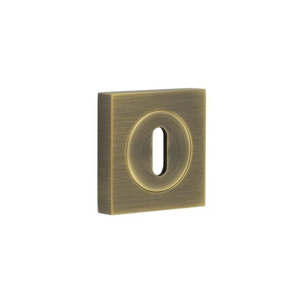 Burlington Standard Keyway Escutcheons Square Plain Rose Antique Brass