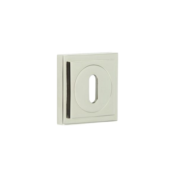 Burlington Standard Keyway Escutcheons Square Stepped Rose Polished Nickel