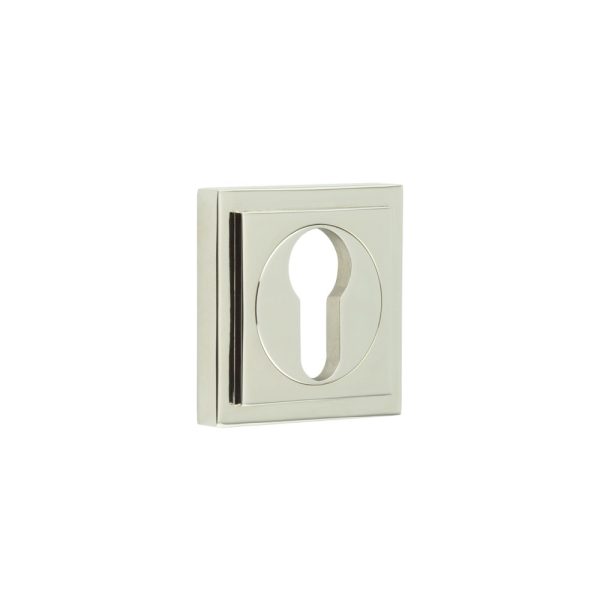 Burlington Euro Profile Escutcheons Square Stepped Rose Polished Nickel