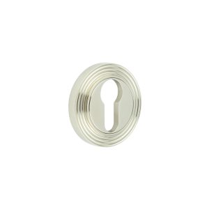 Burlington Euro Profile Escutcheons Reeded Rose Polished Nickel