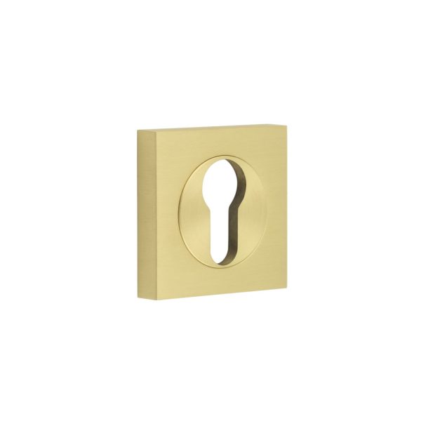 Burlington Euro Profile Escutcheons Square Plain Rose Satin Brass