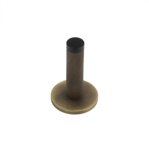 Burlington Knurled Wall Mounted Doorstops Plain Rose Antique Brass