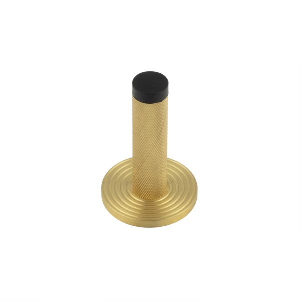 Burlington Knurled Wall Mounted Doorstops Reeded Rose Satin Brass