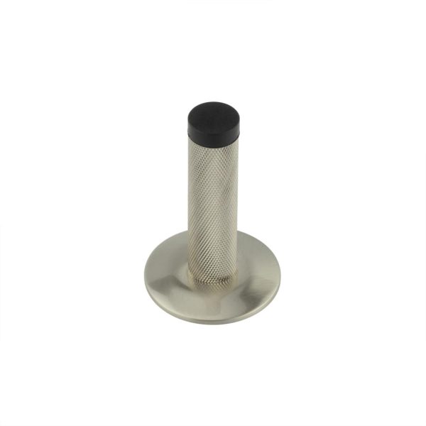 Burlington Knurled Wall Mounted Doorstops Chamfered Rose Satin Nickel