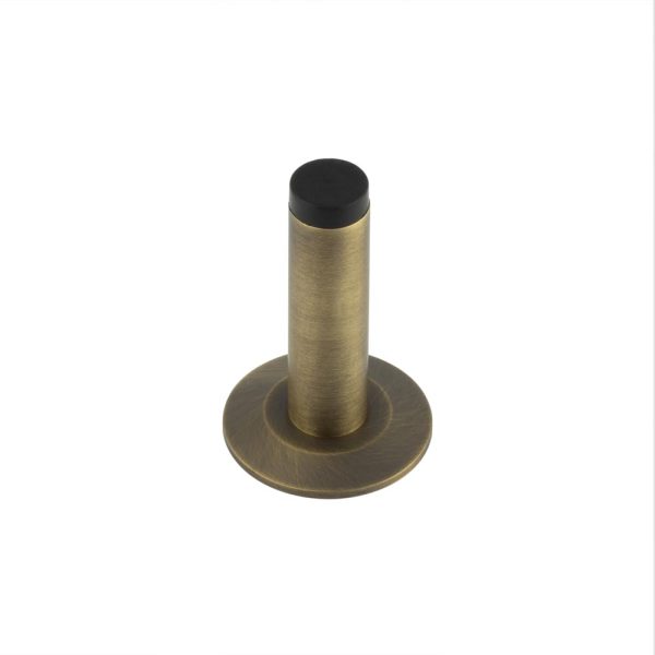 Burlington Plain Wall Mounted Door Stops Chamfered Rose Antique Brass