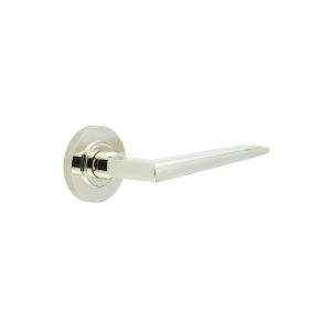 Mayfair Door Handle on Knurled Rose Polished Nickel