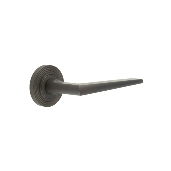 Mayfair Door Handle on Reeded Rose Dark Bronze