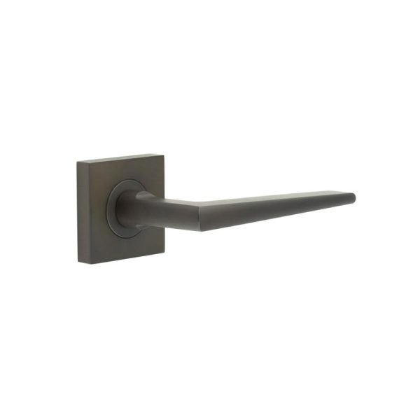 Mayfair Door Handle on Square Plain Rose Dark Bronze