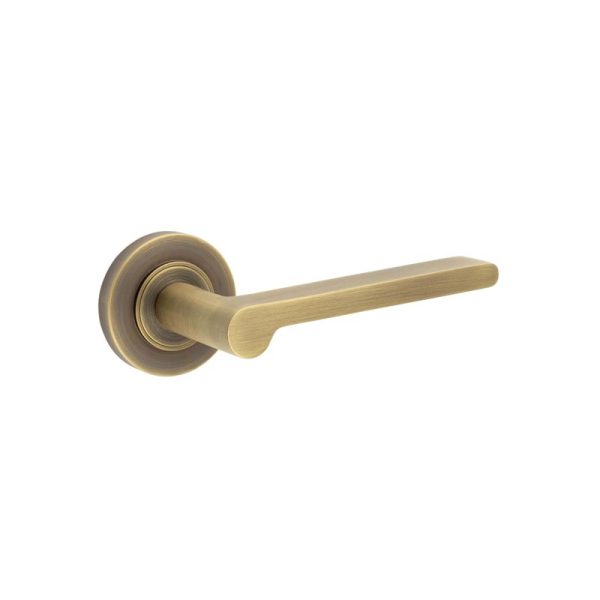 Fitzrovia Door Handles Plain Rose Antique Brass