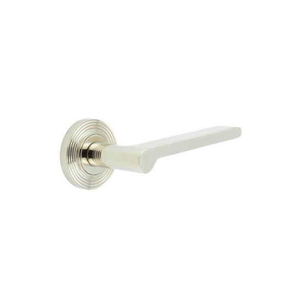 Fitzrovia Door Handles Reeded Rose Polished Nickel