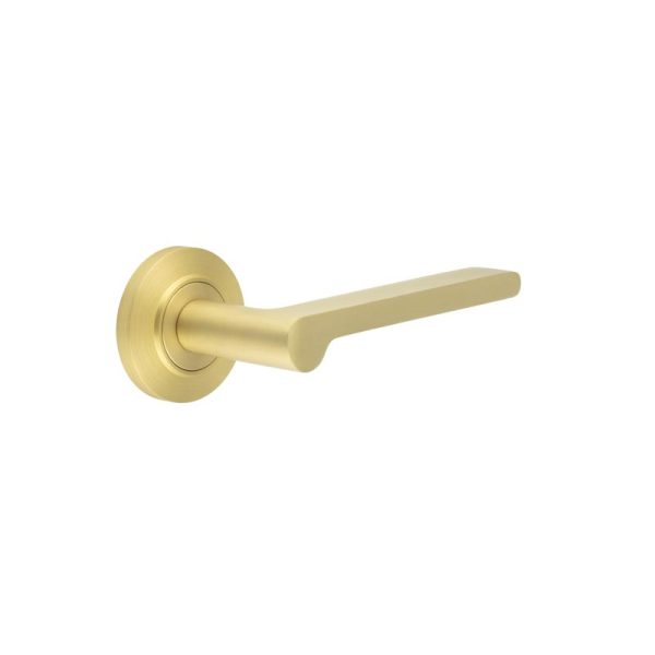 Fitzrovia Door Handles Chamfered Rose Satin Brass