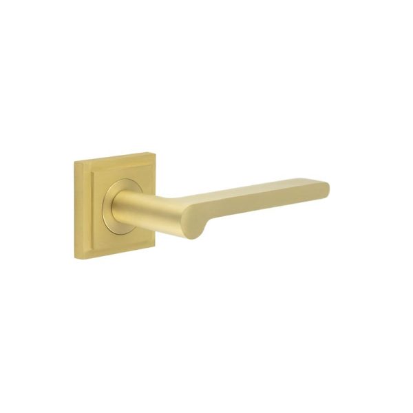 Fitzrovia Door Handles Square Stepped Rose Satin Brass