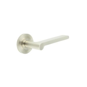 Fitzrovia Door Handles Reeded Rose Satin Nickel