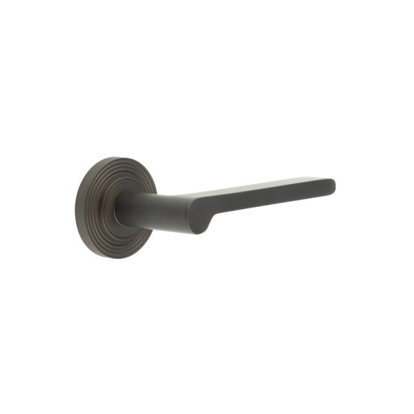 Fitzrovia Door Handles Reeded Rose Dark Bronze