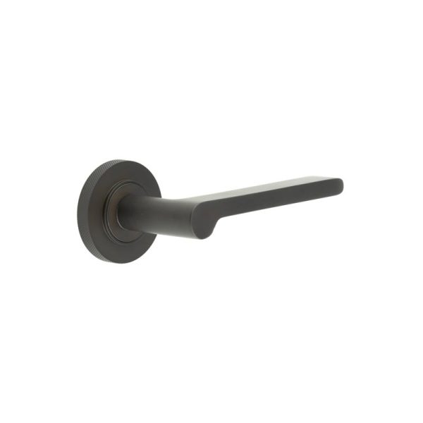 Fitzrovia Door Handles Knurled Rose Dark Bronze