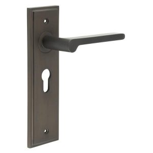 Fitzrovia Door Handle Euro Backplate Dark Bronze