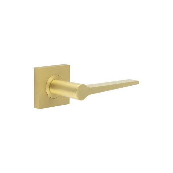 Knightsbridge Door Handle on Square Plain Rose Satin Brass