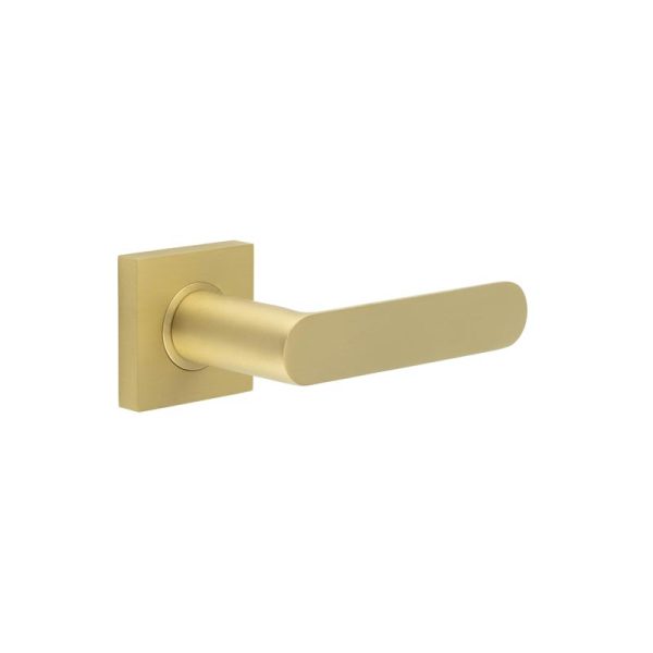 Kensington Door Handles Square Plain Rose Satin Brass