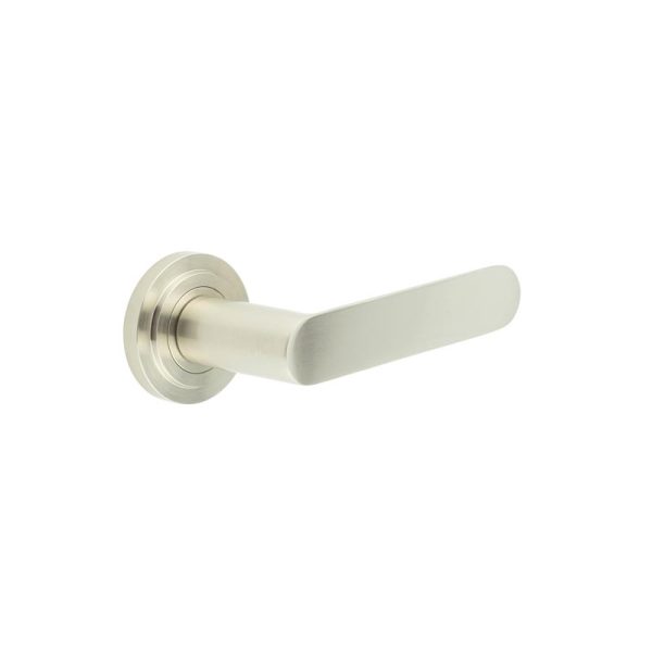 Kensington Door Handles Stepped Rose Satin Nickel