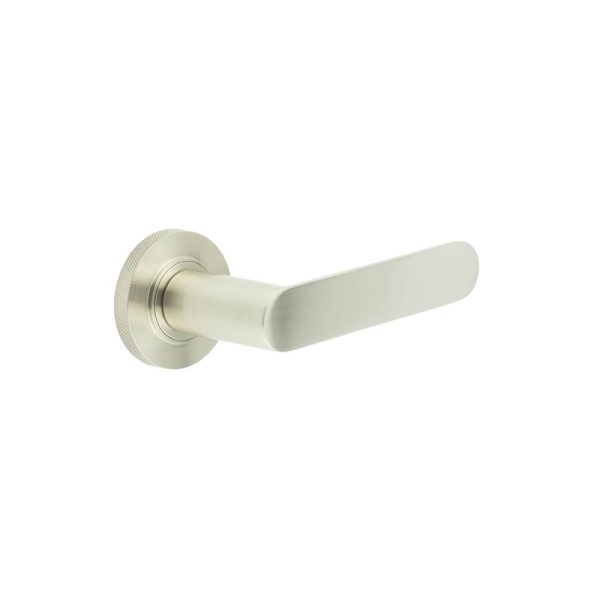 Kensington Door Handles Knurled Rose Satin Nickel