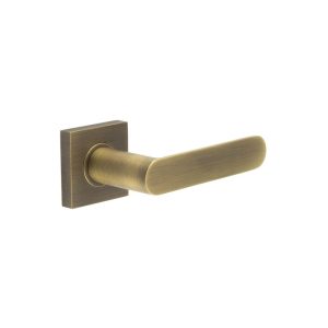 Kensington Door Handles Square Plain Rose Antique Brass