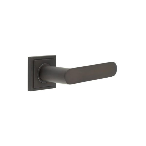 Kensington Door Handles Square Stepped Rose Dark Bronze