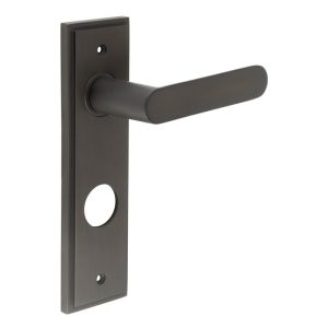 Kensington Door Handle Din Bathroom Backplate Dark Bronze