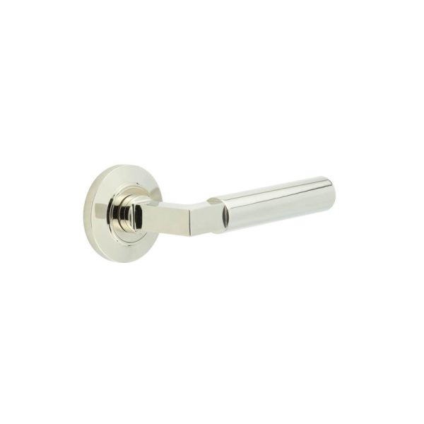 Westminster Door Handles Chamfered Rose Polished Nickel