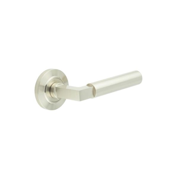 Westminster Door Handles Chamfered Rose Satin Nickel