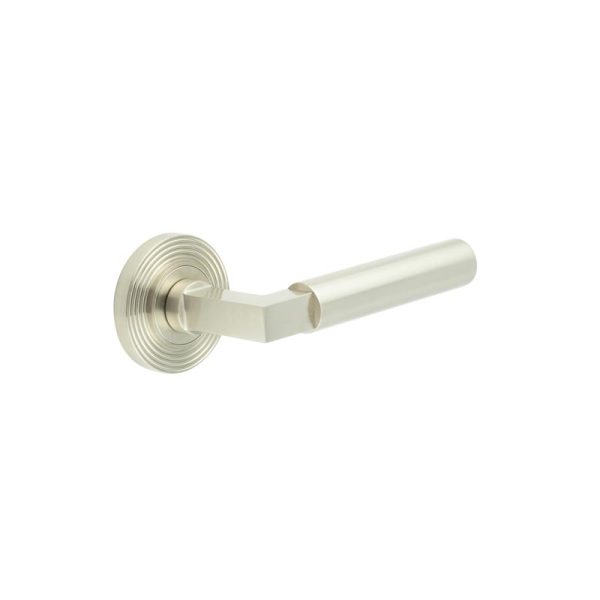 Westminster Door Handles Reeded Rose Satin Nickel