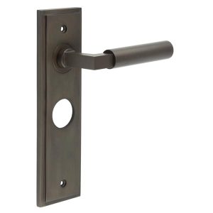 Westminster Door Handle Bathroom Backplate Dark Bronze