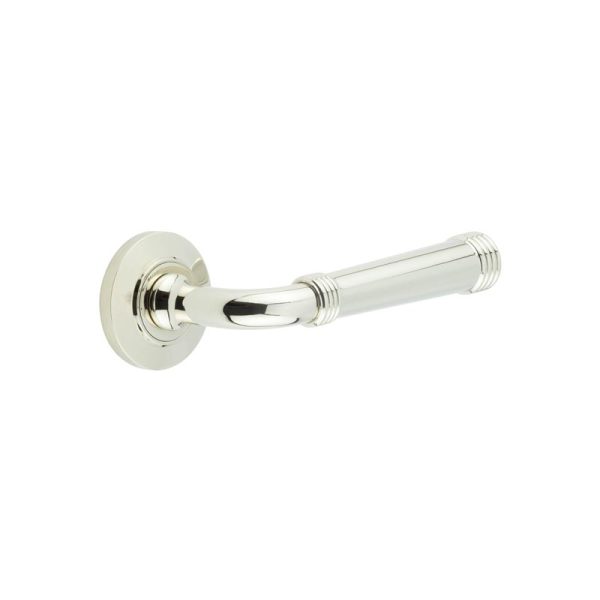 Highgate Door Handles Chamfered Rose Polished Nickel