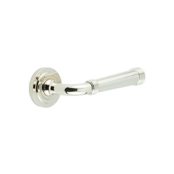 Highgate Door Handles Stepped Rose Polished Nickel