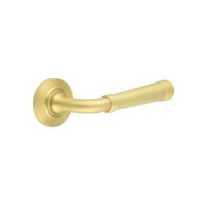 Highgate Door Handles Chamfered Rose Satin Brass