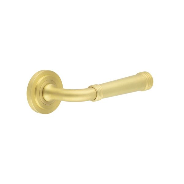 Highgate Door Handles Stepped Rose Satin Brass