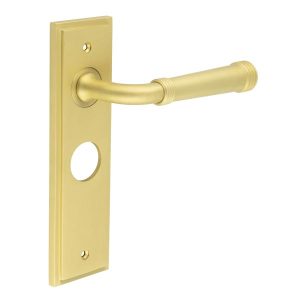 Highgate Door Handle Bathroom Backplate Satin Brass