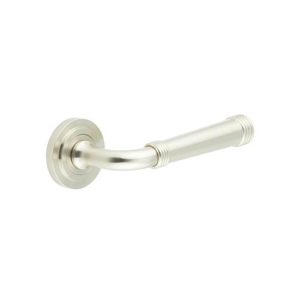 Highgate Door Handles Stepped Rose Satin Nickel