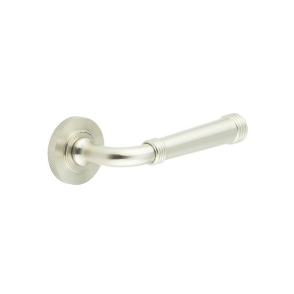 Highgate Door Handles Knurled Rose Satin Nickel