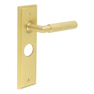 Piccadilly Door Handle Bathroom Backplate Satin Brass