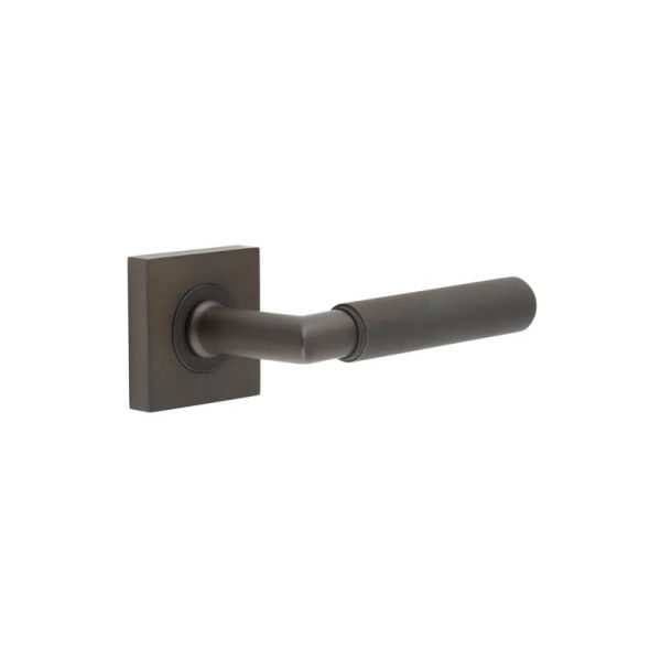 Piccadilly Door Handle on Square Plain Rose Dark Bronze