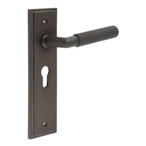 Piccadilly Door Handle Euro Backplate Dark Bronze