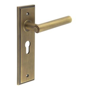 Richmond Door Handle Euro Backplate Antique Brass